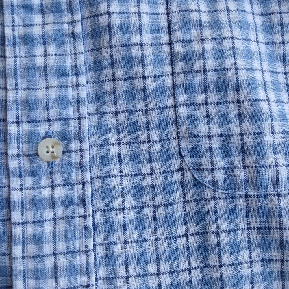 Eddie Bauer Short-Sleeve Button-Up Shirt Men's XL blue checks plaid cotton - Picture 15 of 16